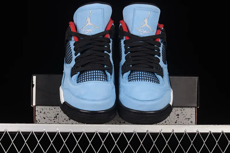 All categories Air Jordan Jordan series basketball shoes Air Jordan 4 foreign trade version Travis Scott Cactus Jack x Air Jordan 4 Retro Joe 4 AJ4 joint model Suede blue 308497-406